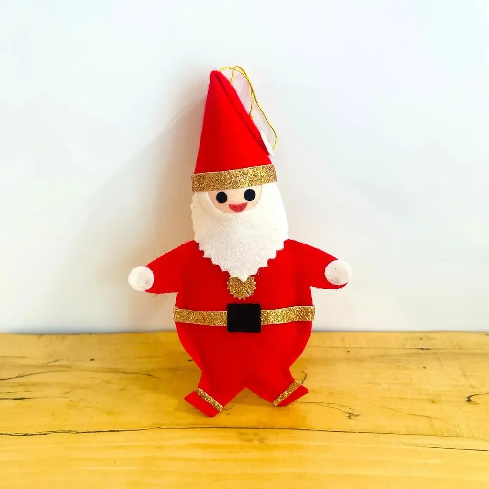 Vtg Retro 50s Japan Felt Santa Claus Christmas Ornament MCM Nostalgic Novelty